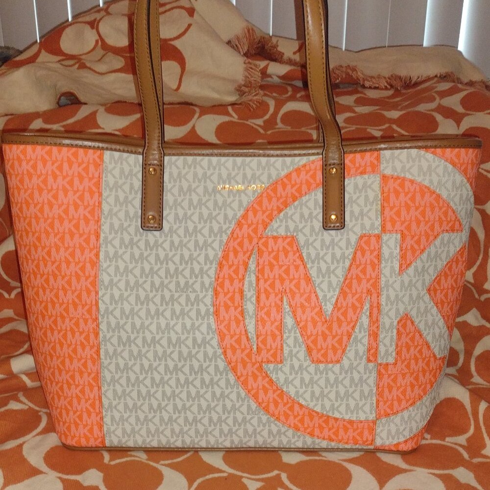 Michael Kors Orange Monogram Carter Tote